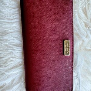 Kate Spade Burgundy Wallet with Zipper Detail